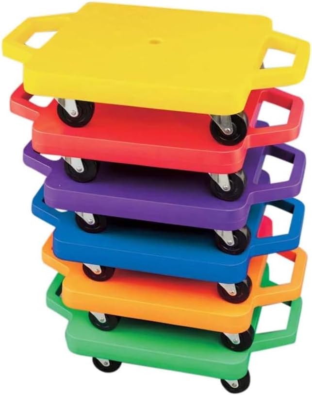 S&S Worldwide 16 inch Scooter Board with Handles, Hand Guards, Multicolor | With a 200 lb weight capacity, Heavy-duty HDPE Construction, Adapted PE