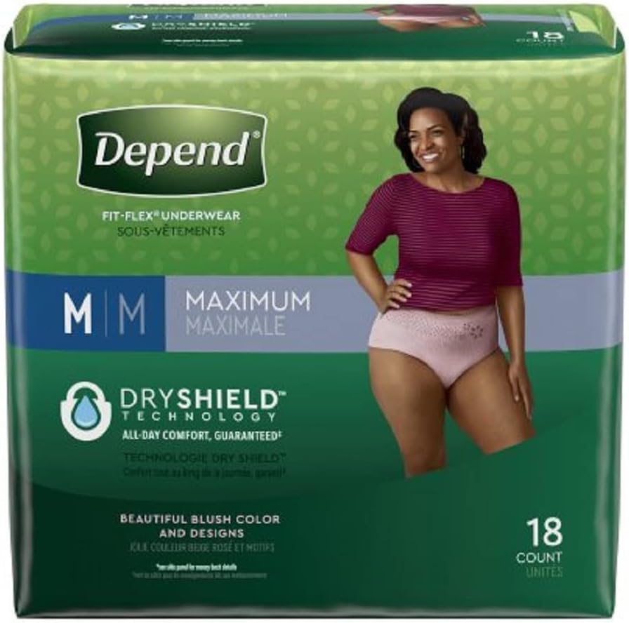 Depend FIT-FLEX Adult Underwear Pull On Medium Disposable Heavy Absorbency, 47932 - Pack of 18