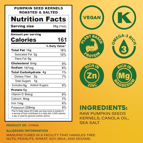 Sunbest Natural Raw Pumpkin Seeds, 2 lbs – Unsalted & Shelled – Whole Pepitas, Pumpkin Seeds to Eat – Great for Snacking, Baking & Topping – Rich in Essential Fatty Acids, Iron & Protein (32 oz)