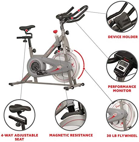 Sunny Health & Fitness Magnetic Exercise Bike for Indoor Cycling