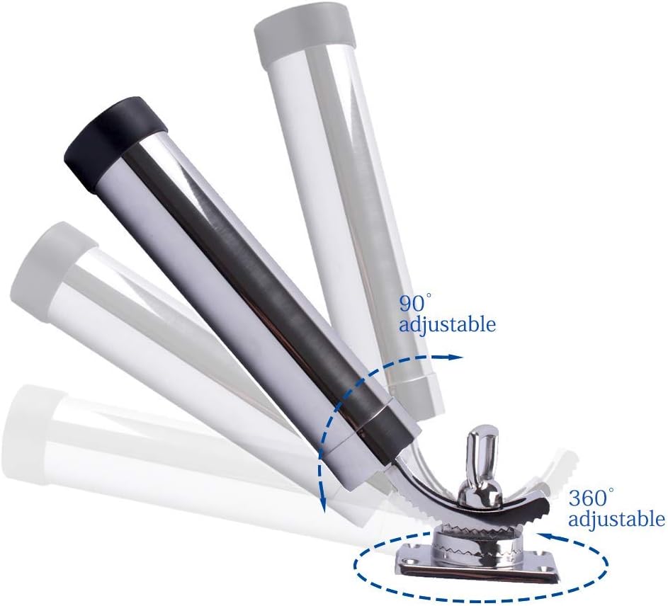 Deck Mount Fishing Rod Holder, Marine Grade Stainless Steel Adjustable Fishing Rod Holders, Support for Marine Boat Yacht