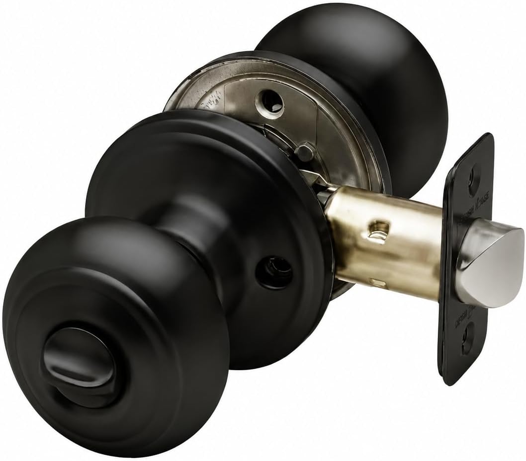 Copper Creek Colonial Privacy Interior Door Knob – ANSI Grade-3 Certified, Modern Heavy Duty Handle, Easy Install and Reversible for Bedroom, Bathroom and Closets – Satin Stainless (1 Pack)