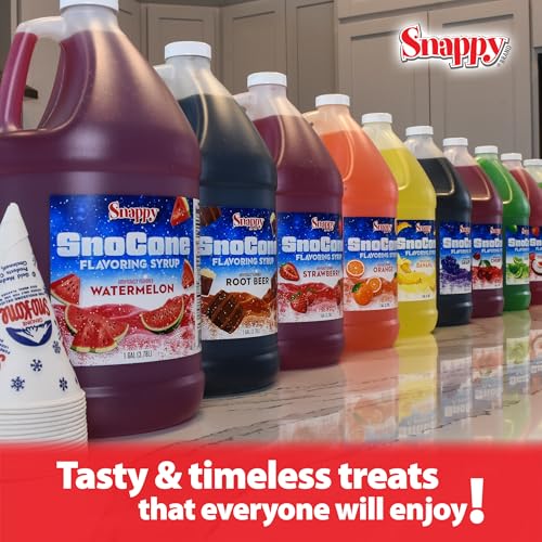 Snappy Blue Raspberry Sno Cone Syrup, 1 Gallon (128 oz), Ready to Use for Snow Cone Machines and Shaved Ice