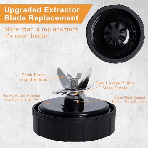 Replacement Blade Assembly Compatible with Nutri Ninja BL660 BL740 BL663 Series, 16oz Cup Only, 6-Male-Fin Base, 3.35" Bottom Diameter, Not for 7-Fin or Auto-iQ Systems