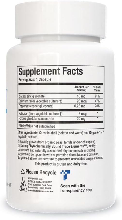 Biotics Research GTA Forte II™ Selenium Supplement with Zinc, Copper, Porcine Glandular & Rubidium, Endocrine Glands Support