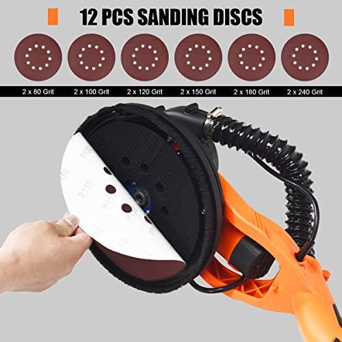 Goplus 750W Drywall Sander, Electric Foldable Sander Machine w/Dust-Free Automatic Vacuum System, 6 Variable Speed 800-1750 RPM