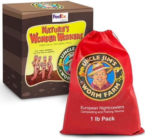 Uncle Jim's Worm Farm European Nightcrawlers Composting and Fishing Worms 1 Lb Pack