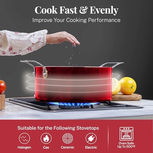 Gotham Steel 20 Pc Pots and Pans Set Nonstick Cookware + Bakeware Set, Complete Ceramic for Kitchen, Non Stick with Lids, Dishwasher / Oven Safe