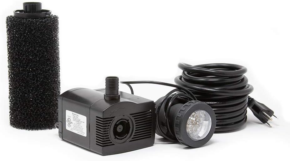 Beckett Corporation LV450T 458 GPH Submersible LED Light-Water Pump for Indoor/Outdoor Ponds, Fountains, Fish Tanks, Aquariums, and Waterfalls, Black