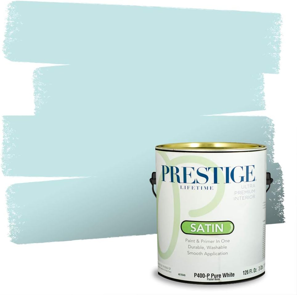PRESTIGE Paints Exterior Paint and Primer In One, 1-Gallon, Satin, Comparable Match of Sherwin Williams* Blue Nile*
