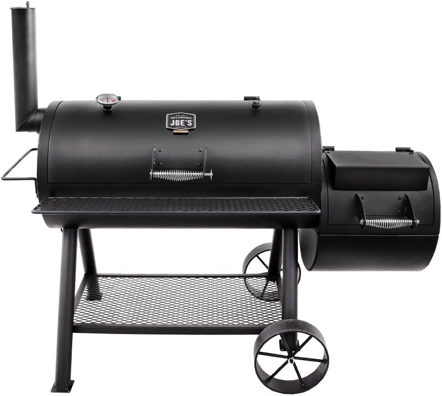 Oklahoma Joe's Longhorn Offset Charcoal Smoker and Grill with 1060 sq. in. Cooking Area in Black