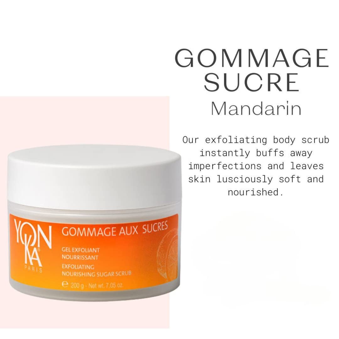Yon-Ka Mandarin Sugar Scrub, Exfoliating Body Scrub with Sunflower Oil | Gentle Natural Ingredients, Hydrate and Moisturize Dry Skin