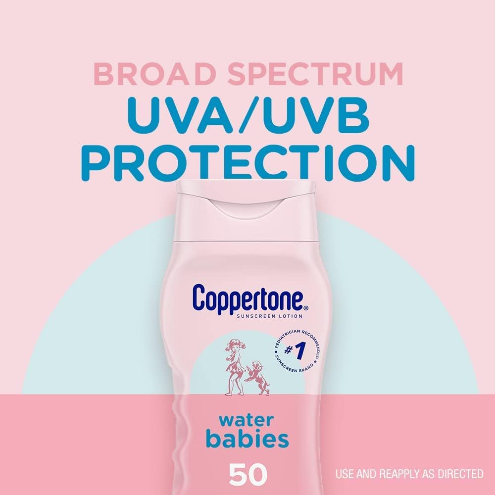 Coppertone Water Babies Sunscreen Lotion, SPF 50, 8 oz. (Pack of 2)