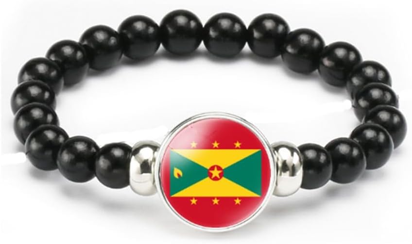 vmcoatdu National Flag Bracelet Elastic Rope Beaded Bracelet Support Your Country Travel Souvenir Gifts for Men Women