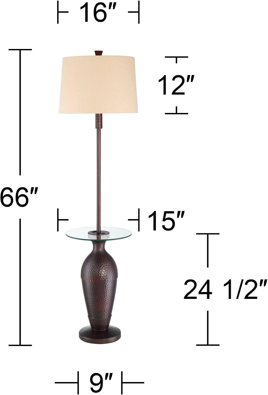 Regency Hill Fallon 66" Tall Bronze USB and Outlet Tray Table Floor Lamp