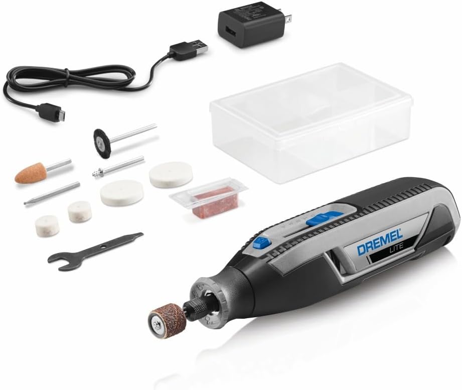 Dremel Lite 7760 N/10 4V Cordless Rotary Tool Kit with Variable Speed, USB Charging, Easy Accessory Changes - Ideal for Light-Duty DIY & Crafting
