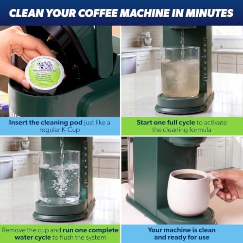 Quick & Clean [6-Pack] Keurig Cleaning Pods - K Cup Cleaner Pod For Keurig - 2.0 Coffee Machine Compatible, Removes Stains, Non-Toxic and Eco-Friendly