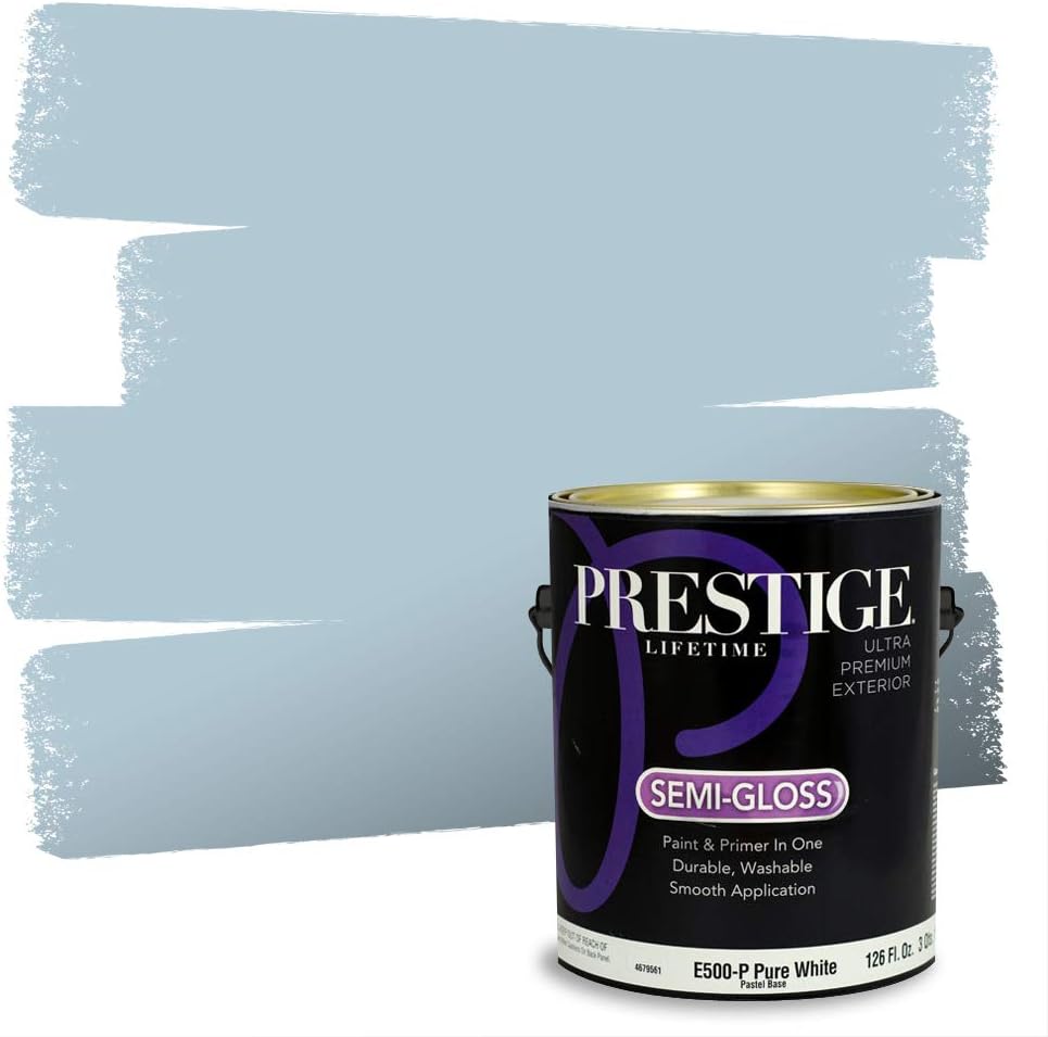 Prestige Paints E400-P-SW6506 Exterior Paint and Primer in One, 1-Gallon, Satin, Comparable Match of Sherwin Williams Vast, 1 Gallon, SW45-Vast Sky