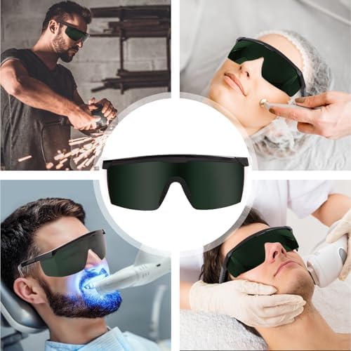 FreeMascot IPL 200nm-2000nm Laser Safety Glasses for Laser Hair Removal Treatment and Laser Cosmetology Operator Eye Protection with Case (Green)