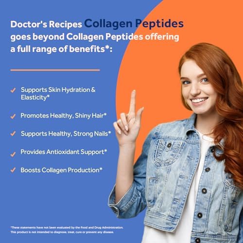 Doctor's Recipes Multi Collagen Peptides with Golden Turmeric, Vitamin C, Biotin, Hyaluronic Acid & Black Pepper, Collagen Supplements for Skin, Hair