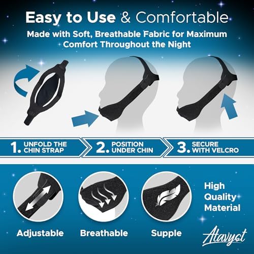 Chin Strap for CPAP Users and Sleeping - Anti Snoring Device | Adjustable Breathable Jaw Strap, Keeps Mouth Closed, Snore Stopper for Men and Women