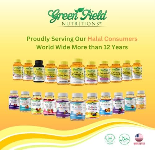 Greenfield Nutritions Halal Calcium Tablets with Vitamin D3 - Halal Calcium 600mg with Vitamin D3 400IU - 90 Halal Vitamins Calcium Tablets for