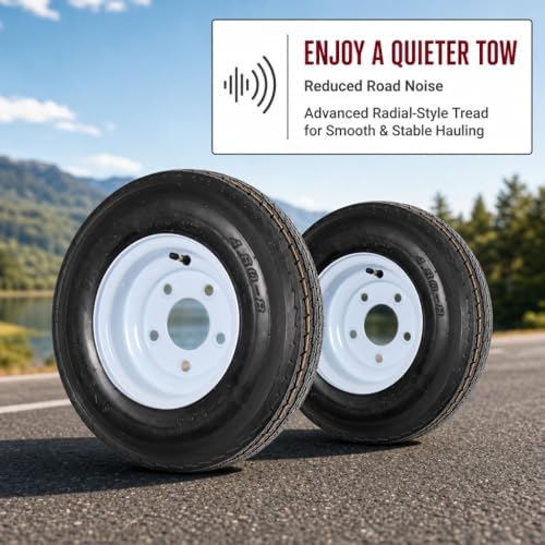 eCustomrim 2-Pack Trailer Tire Rim Assembly 4.80-8 480-8 LRC 5 Lug White | 4.80 X 8 8 Inch Load Range C 6 Ply Tire