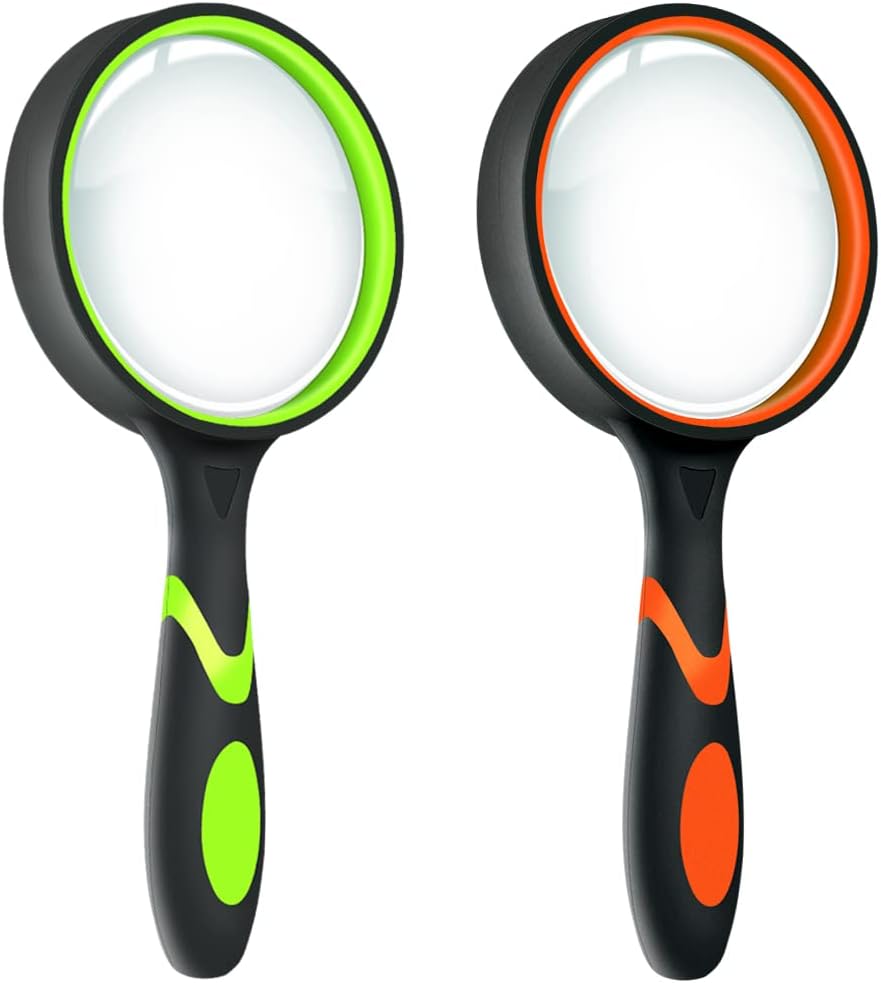 Leffis 3 Pack Magnifying Glass, 10X Reading Magnifier for Kids and Seniors