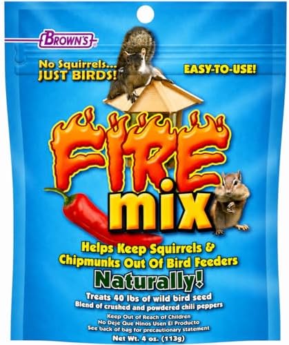 F.M. Browns Fire Mix with Chili Pepper. Wild Bird Feeder Squirrel and Chipmunk Deterrant. 4oz.