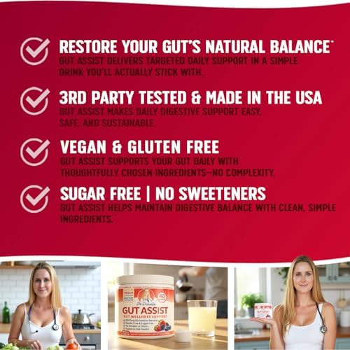 Gut Assist Leaky Gut Support Powder | 40-Servings with L-Glutamine, Arabinogalactan, Licorice Extract