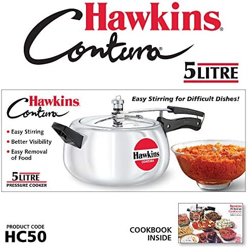 Hawkins 3.5 Litre Contura Pressure Cooker, Handi Inner Lid Cooker, Silver (HC35)