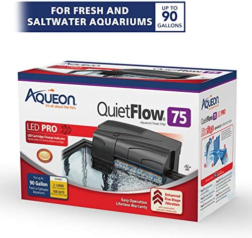 Aqueon QuietFlow 75 LED PRO Aquarium Fish Tank Power Filter For Up To 90 Gallon Aquariums | Aquarium Fish Tank