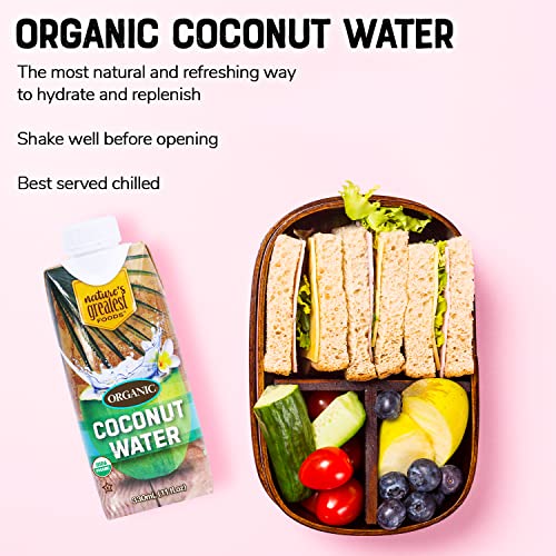 Nature's Greatest Foods Organic Coconut Water, Electrolytes 33.8 Fl Oz, 6Pk