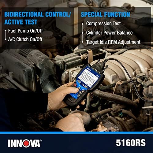 INNOVA 5160RS, OBD2 Bidirectional Scan Tool, OE-Level All System Diagnostics, Reset Oil Light/Battery/EPB/SAS/DPF, Mechanic Recommended Fixes & Parts