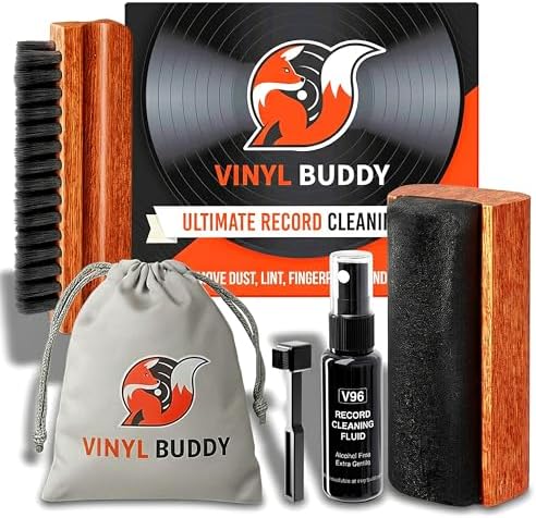 Vinyl Buddy 5-in-1 Vinyl Record Cleaning Kit | Premium Hardwood Velvet & Microfiber Brush, Stylus Brush