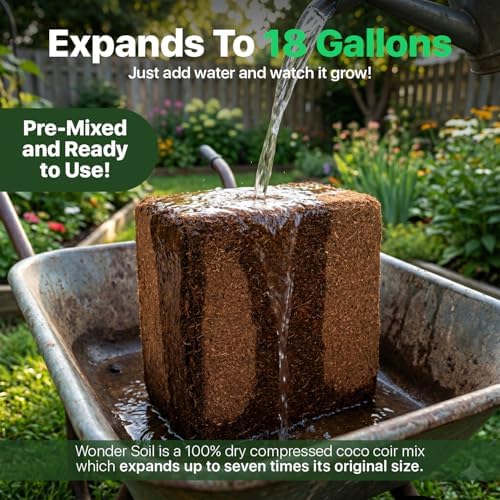 | (72 Quarts) The Only Ready to Plant Compressed Coco Coir Fully Loaded with Nutrients | Organic Coco Coir Brick/Block | 10 LBS Block Expands to 72