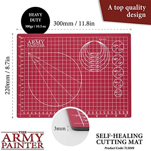 The Army Painter, Self-Healing Cutting Mat, Double Sided PVC Non-Slip, A4 | 3-Ply Gridded Miniature and Model Cutting Board, A4, Tabletop Roleplaying