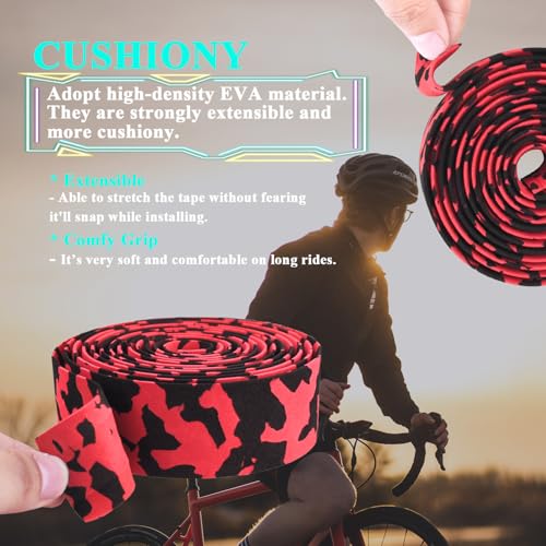 KINGOU White & Blue Camouflage EVA Road Bike Handlebar Tape Cycling Bar Tapes - 2PCS Per Set