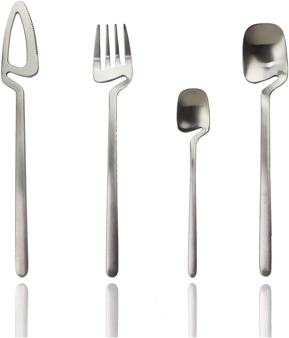 JASHII Hangable Silverware Set, Matte Rainbow Flatware Cutlery Set Service for 2
