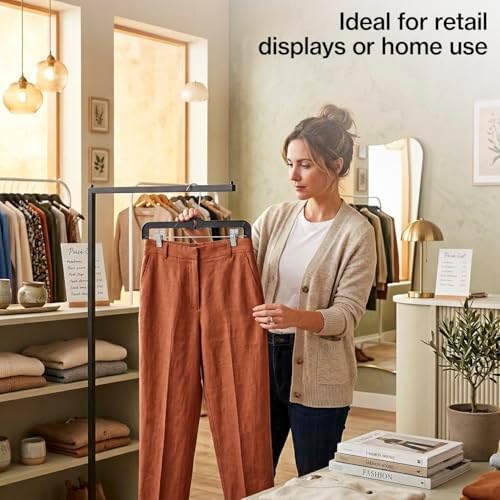 14-Inch Black Plastic Skirt and Pants Hangers - Pack of 20 with Chrome Swivel Hook, Padded Clips - Perfect for Retail and Home Use