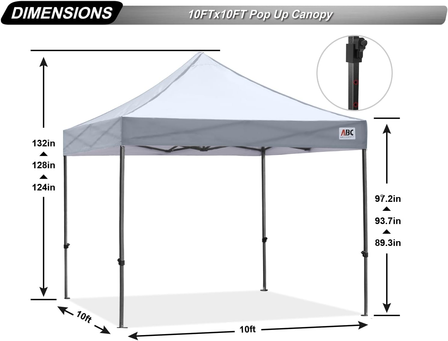 ABCCANOPY Patio Pop Up Canopy Tent 10x10 Commercial-Series (Black)