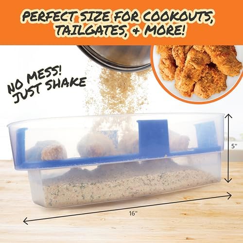 COOK'S CHOICE XL Original Better Breader Bowl 16" Mess-Free Breading Tray | Shake & Coat Batter Bowl w Lid for Chicken, Fish, & Vegetables