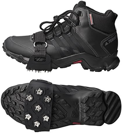 FANBX F Crampon Traction Cleats Anti-Skid Traction Grips Crampons Spikes 7 Point Cleats for Footwear for Walking, Jogging, Hiking, Mountaineering Ice Snow Grips