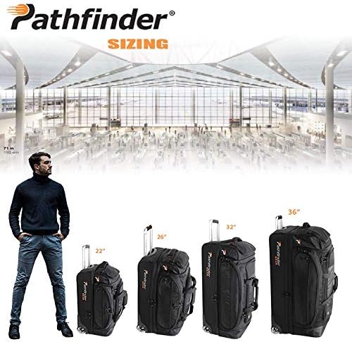 Pathfinder Gear 26 Inch Rolling Drop Bottom Duffel, Black, One Size