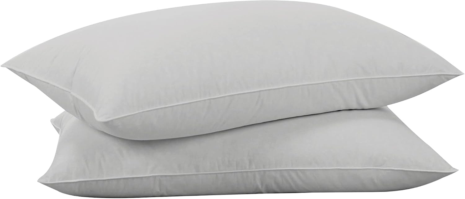 puredown® Goose Feathers and Down White Pillows with 100% Cotton Cover, Bed Sleeping Hotel Collection Pillows Set of 2, Standard Size