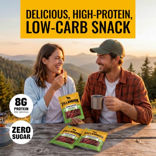 Tillamook Country Smoker Zero Sugar Spicy Jalapeno Smoked Sausages, 10 Oz, 9g Protein, Real Hardwood Slow Smoked High Protein, Low Carb Meat Sticks