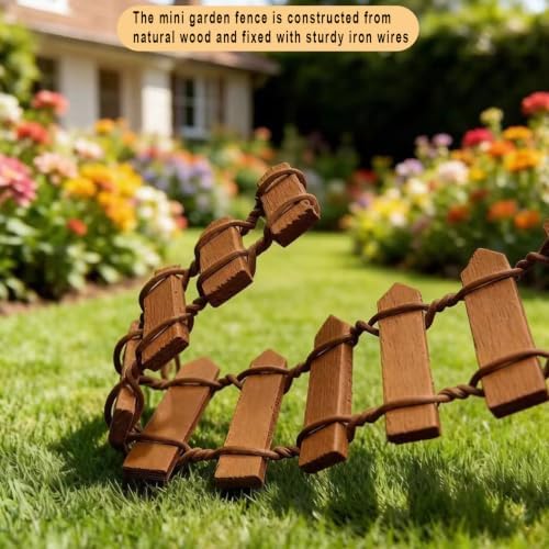 Markeny 4 Pack 35.4 Inche Long Fairy Garden Fence, White Wood Picket Fence, Decorative Fence for Miniature Garden, Fairy Garden Ornaments
