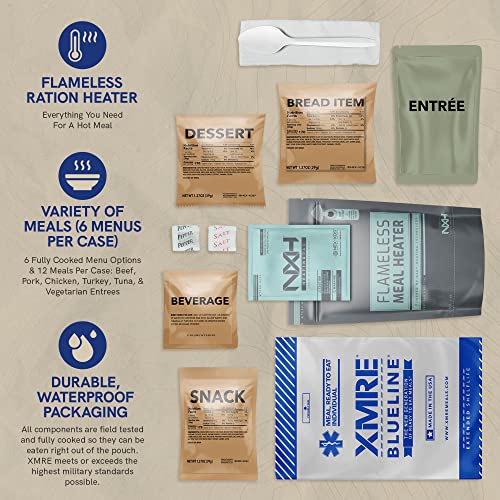 XMRE Blue Line MRE Meals Military 2022 Bulk | Military Grade MREs | For Survival Kits & Hurricane Preparedness Items | Emergency Food Supplies
