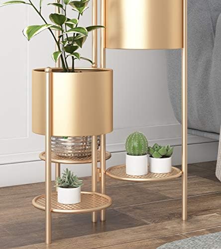 Metal Plant Stand, 6 Tier 6 Potted Indoor Gold Flower Pot Stand Holder Shelf, Foldable Decorative Display Rack for Multiple Potted Plants