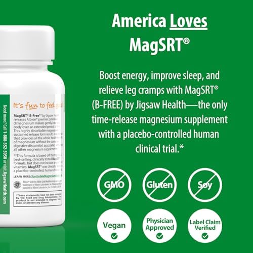 Jigsaw Health MagSRT | Magnesium Supplement with Vitamin B6, Folate & B12 | 240 Tablets | 60 Servings